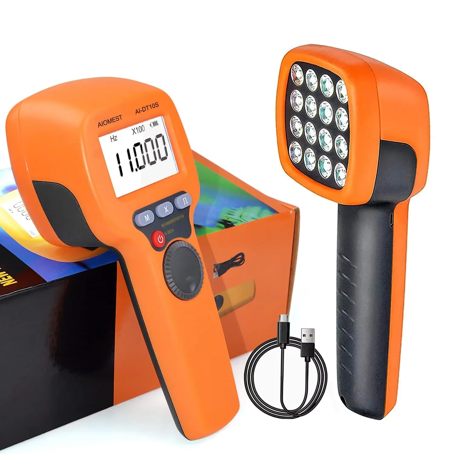

Handheld Stroboscope 60~99999 RPM, Digital Strobe Light Tachometer Non Contact Motor Engine Speed Analyzer Measure Hz Velocity