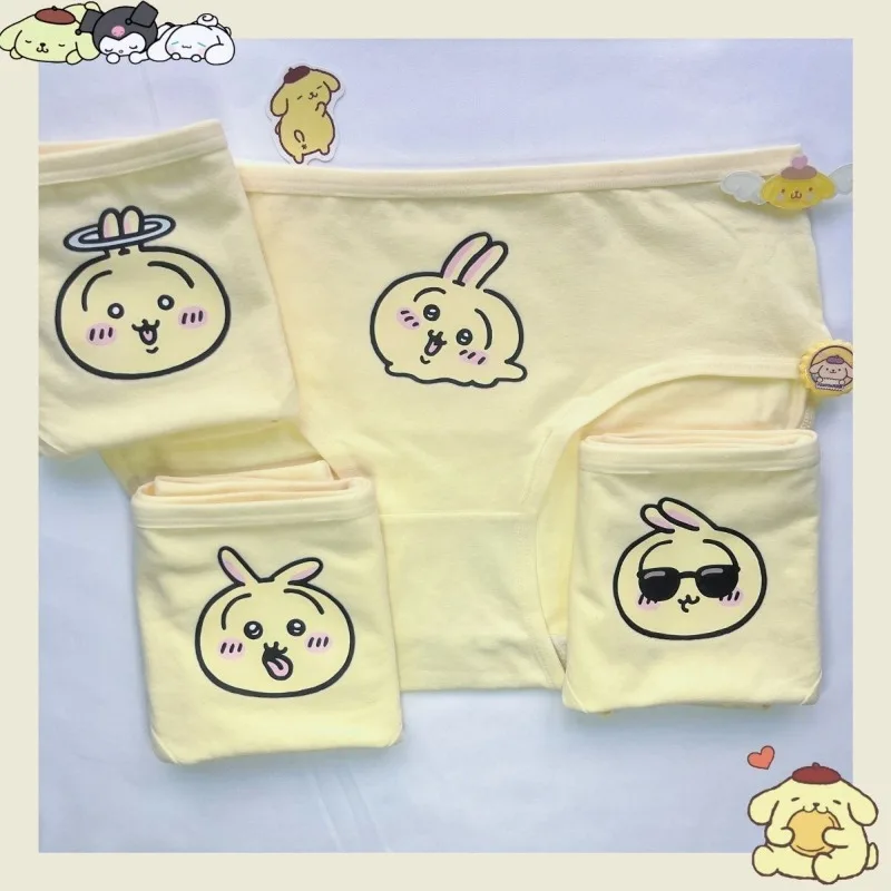 

4pcs Chikawa Underpants Cute Cartoon Cotton Panties Usaki Small Eight Middle Waist Comfortable and Breathable