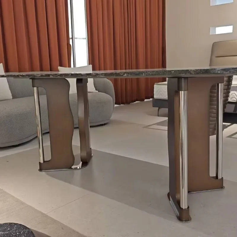 طاولة طعام رخامية فاخرة بتصميم حديث، شقة فيلا منزلية، أثاث داخلي جديد #5