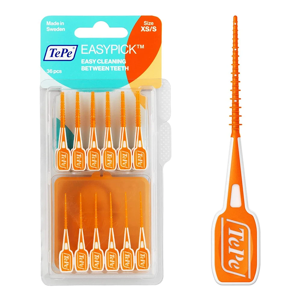 

Tepe Easypick Toothpicks Orange 36 Pack XS/S Size Dental Soft Floss Picks Silicone Gum Stick Teeth Interdental Cleaning Tools