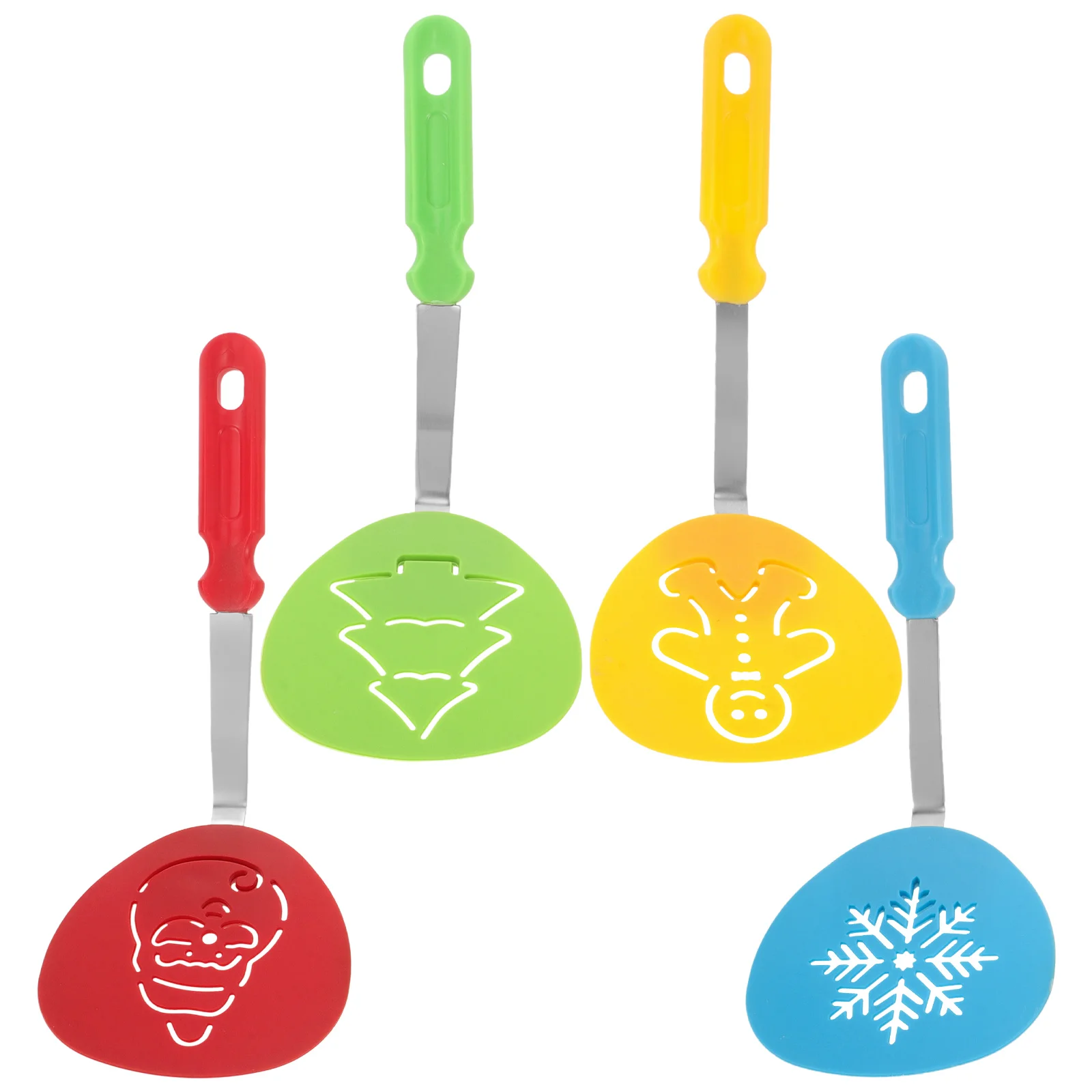 

4 Pcs Christmas Tree Kitchenware Mini Spatulas Christamas Silicone Stainless Steel Utensils