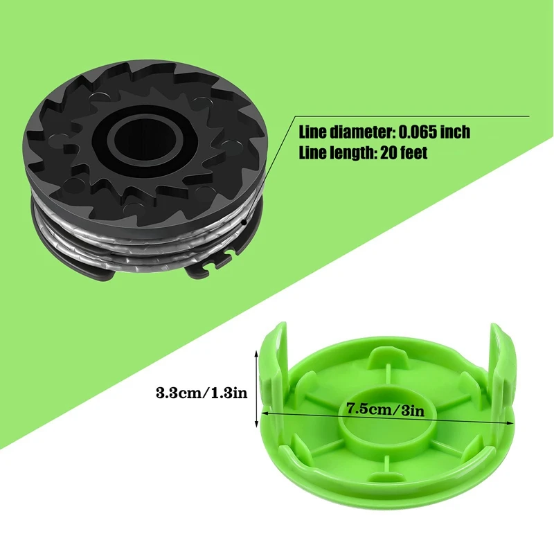 Imagem -05 - Linha Dupla String Trimmer Substituição Spool para Greenworks Weed Eater Spool Cap 20ft 0065