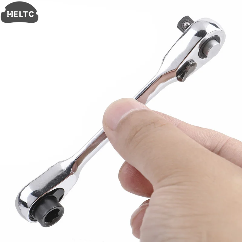 1PCS NEW Mini Double Headed Ratchet Wrench 1/4 Inch Drive Socket Screwdriver Bit Driver Quick Release Ratchet Wrench Hand Tools