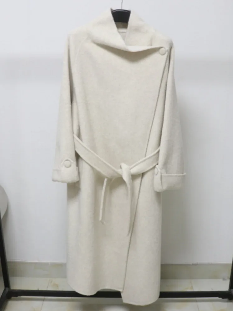 ZMEENNA Cappotto da donna chic in misto lana con cintura e bottoni sul davanti, manica lunga, capispalla invernale con cravatta in vita stile avvolgente ZM3982