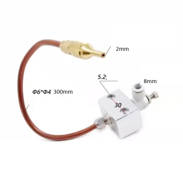 Copper CNC Nozzle for Air Blowing and Coolant Spray Featuring 300mm Flexible Tubing and 1/2/3mm Orifice Options
