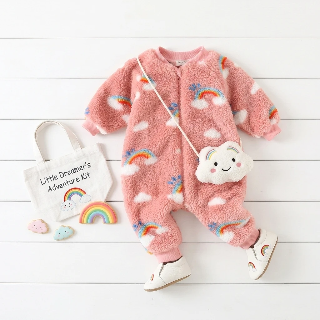 Sanlutoz Cute Toddler Girls Clothes Jumpsuits Fleece Thickened Warm Long Sleeve Winter Fahsion Zippper
