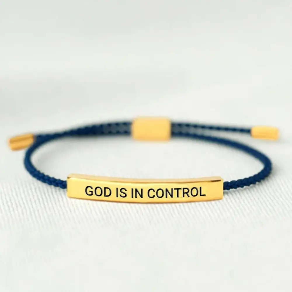 GOD IS IN CONTROL Tube Bracelet Adjustable Stretchable Couple Bracelet Gold Rose Gold Braided Bracelet