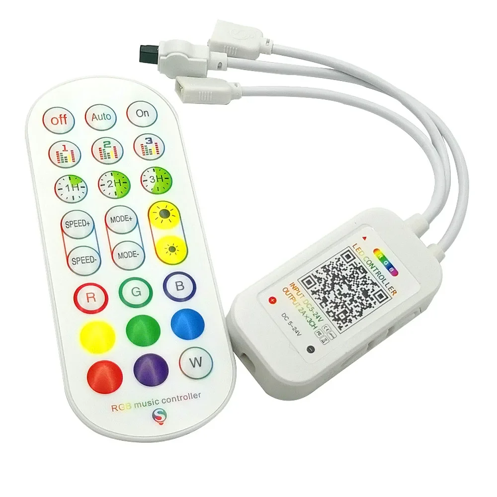 Bluetooth Music Controller DC5-24V MIC Sound Sensor Timing 40Keys IR Remote Wireless APP Control For 3528 5050 RGB LED Strip