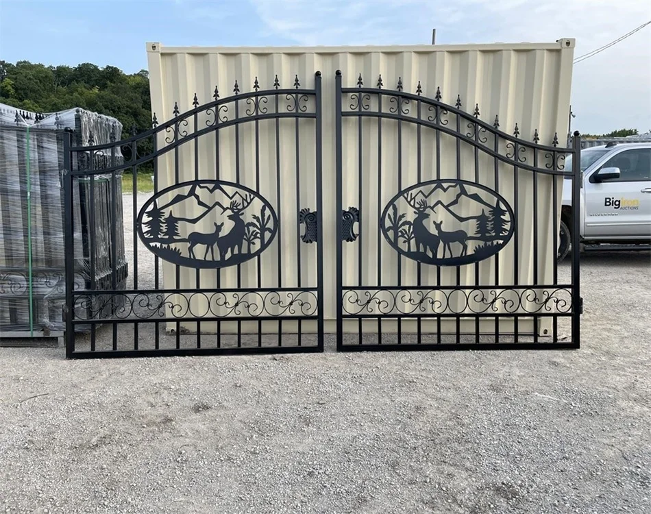 

Customization Two-way Driveway Gates Iron Fences and Gates Wrought Iron Customized Sizes and Colors