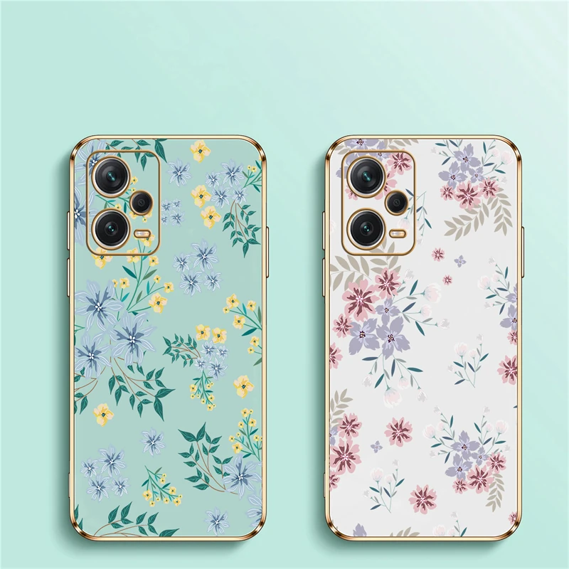 Note 12 13 Pro Plus Flower Luxury Plating Phone Case For Xiaomi Redmi NOTE 12S 9T 9S 8 11S 10S 10 Pro Max Soft Cover
