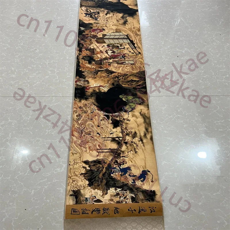 China Ancient Picture Paper,Character Painting,Jiang Yizi's underground prison disguised as a map, Long Scroll Painting