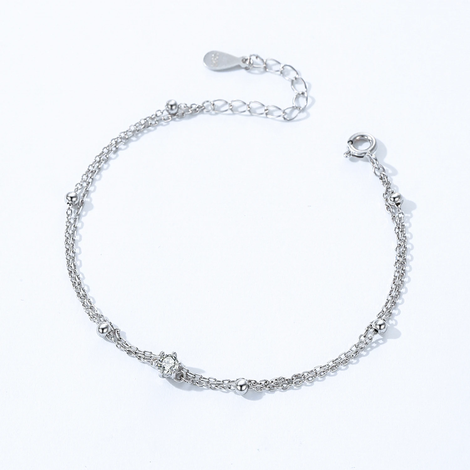 Ailmay mode 925 en argent Sterling perles simples ligne chaîne Bracelets pour femme classique charme Double couches Bracelet bijoux