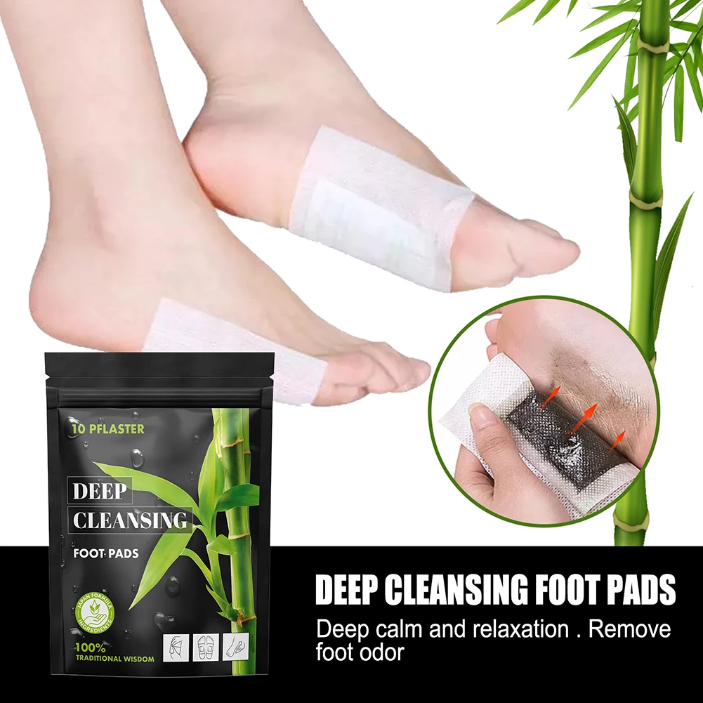 Natural Bamboo Charcoal Foot Patch Detoxify Foot Patch Promote Metabolism Improve Foot Odor Improve Sleep Quality Foot Care