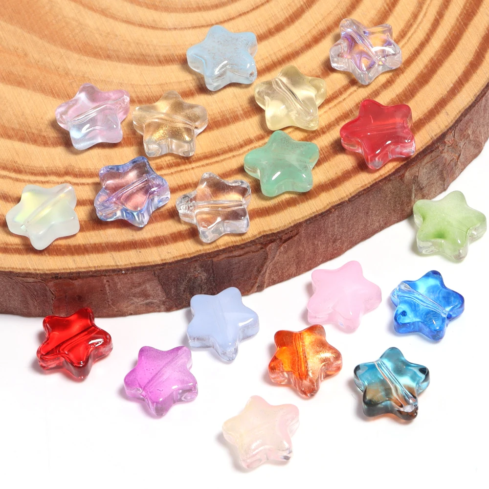 50 Stück 8mm Bunte Fünfzackige Stern-Lampwork-Perlen Lose Abstandshalter-Glasperlen für Schmuckherstellung DIY Armband Schlüsselanhänger Zubehör – Detail 7