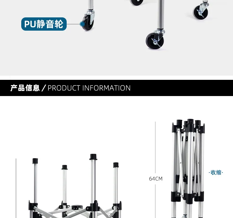 عربة تدريب محمولة قابلة للسحب بسعة كبيرة، سلة بيك اب بعجلات قابلة للطي وقابلة للإزالة