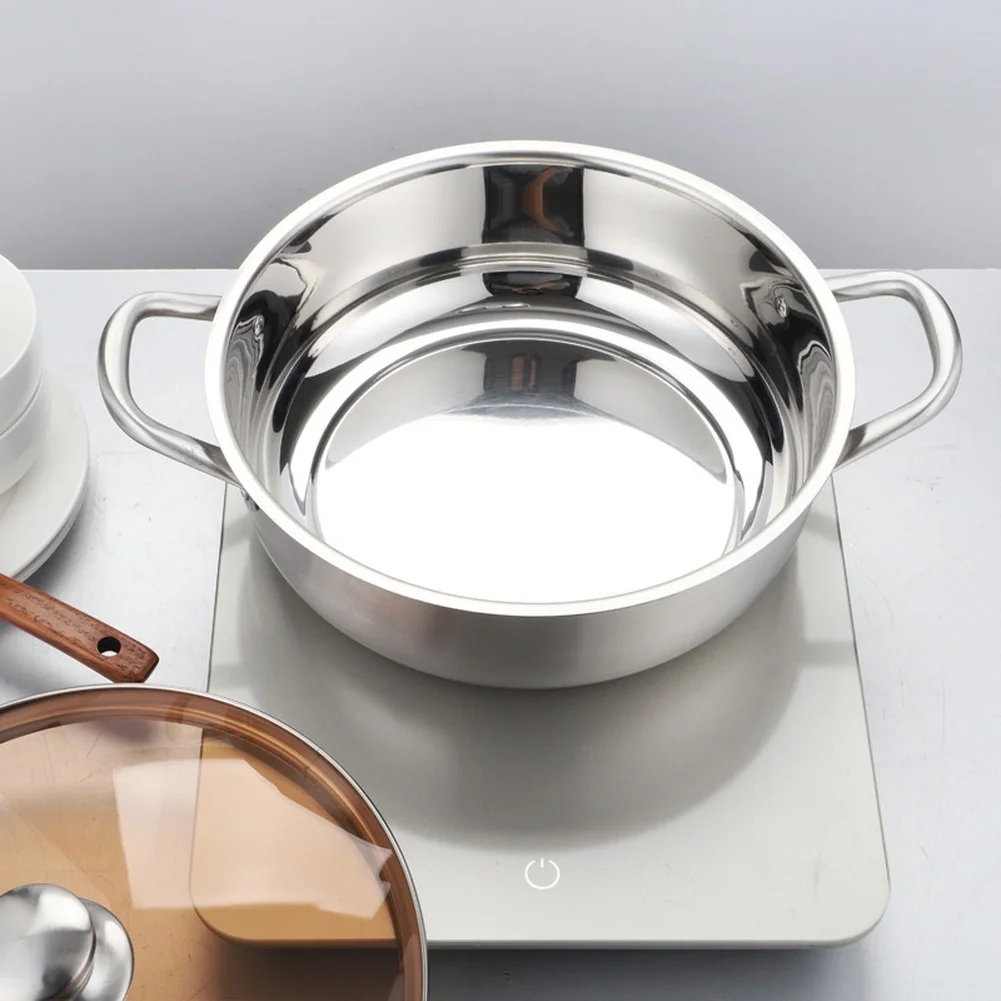 Stainless Steel Pot with Lid and Two Handles Built for Induction Compatibility and Even Heat Distribution During Cooking