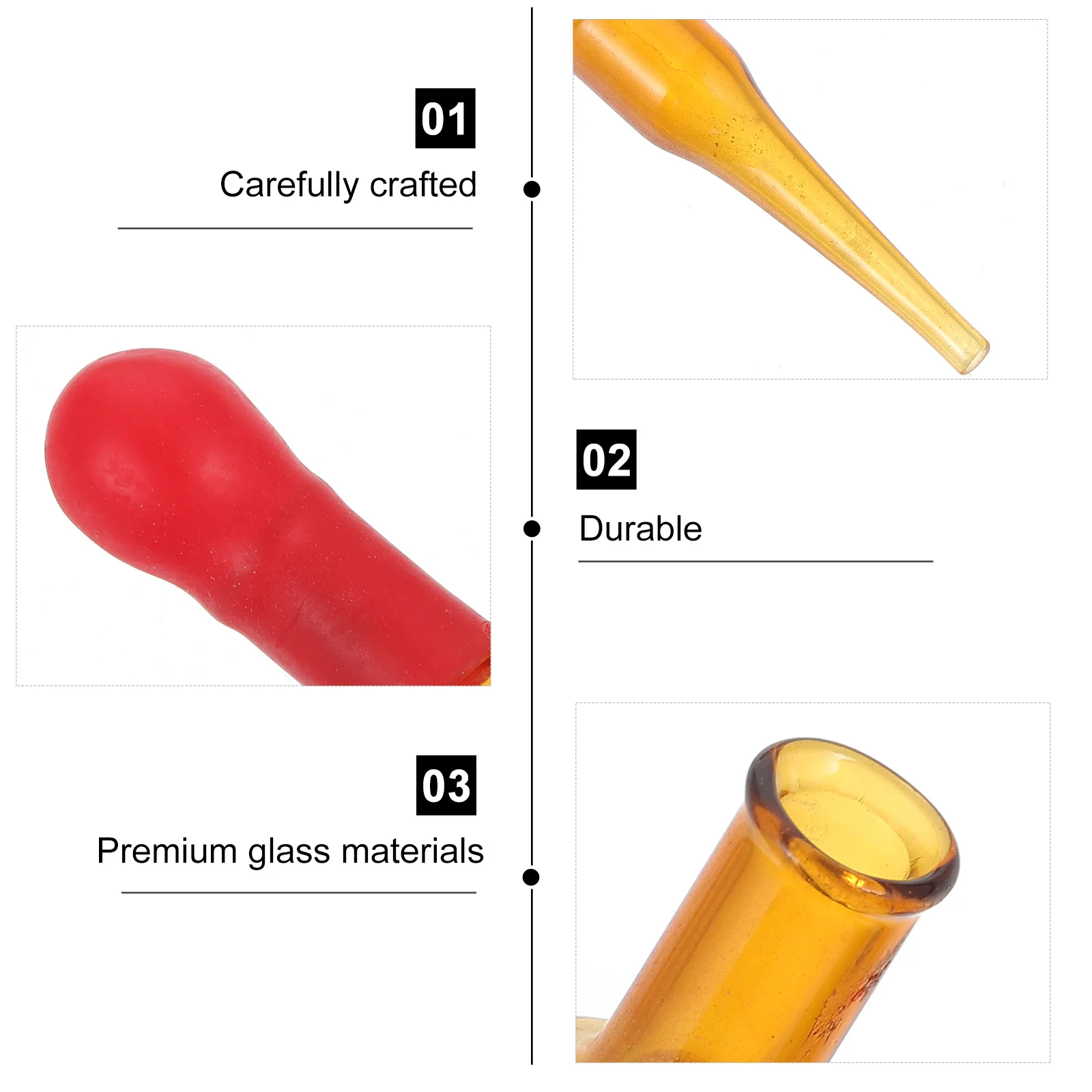 

10 Pcs Experiment Equipment Essential Oils Glass Droppers Dropping Pipettes Red Rubber Caps Laboratory Supplies
