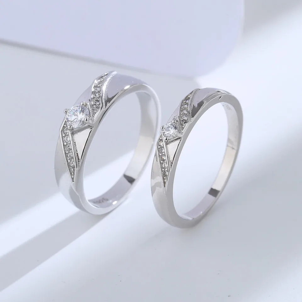 925 Sterling Silver Wedding Ring Set for Couples