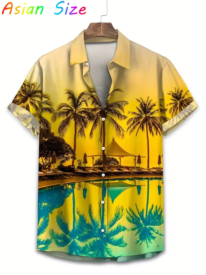 

Funny Tropical Plant Shirt New Fashion Casual Button Down Men Women Hawaiian Shirts Palm Tree Graphic Blouses Hawaii Party Gift