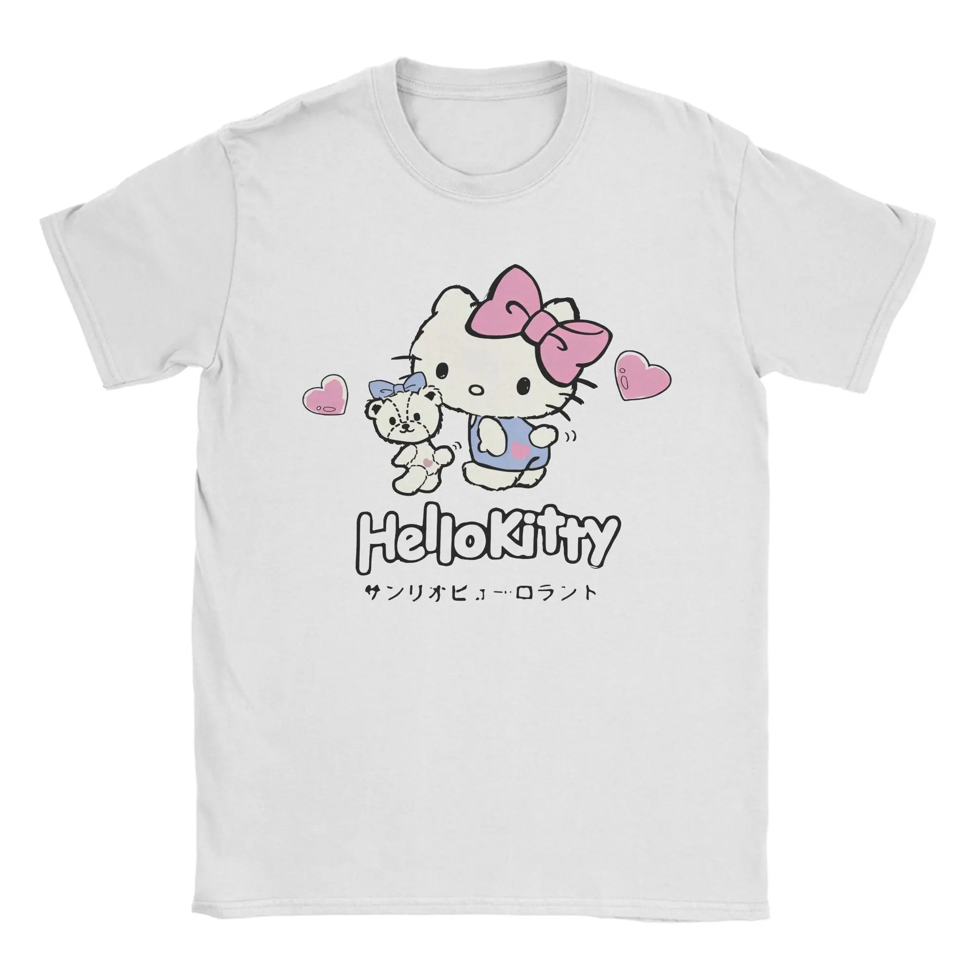

Men Women Hello Kitty Cat Cartoon T Shirt Pure Cotton Print T-Shirt Clothing Outfits