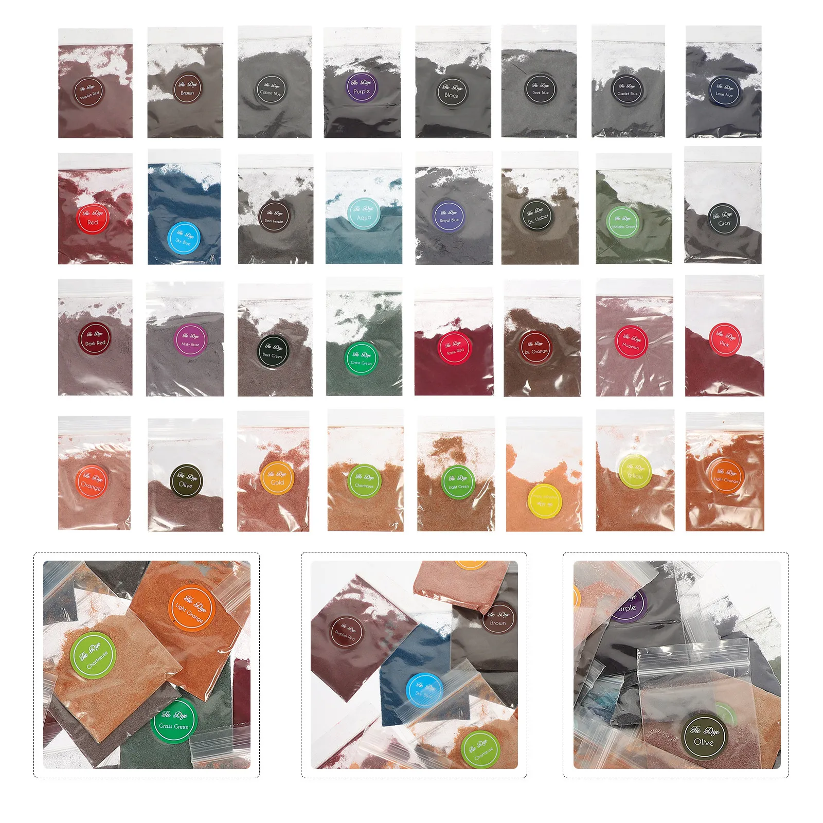 

32 Piece Tie Dye Powder Refills Vibrant Wash Resistant Dye for Fabric T Shirts Hats Scarves DIY Kits Teens Summer Camp