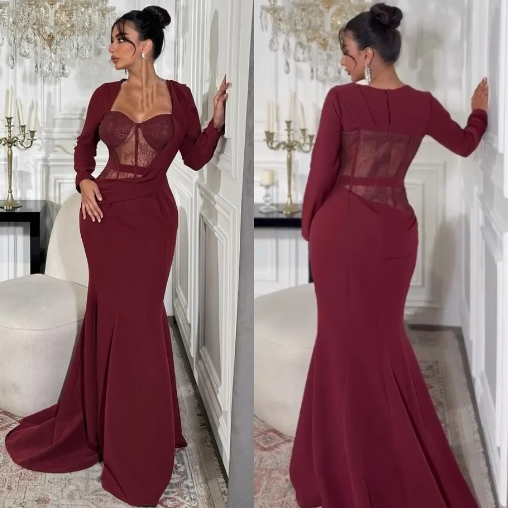 

Элегантные классические джерси из джерси с кружевными рюшами и квадратным вырезом по индивидуальному заказу, длинные платья, платья для особых случаев на заказ, доступны подходящие размеры