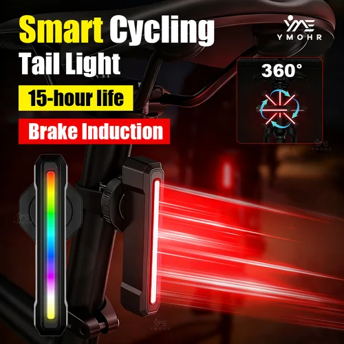 Luz trasera de bicicleta RGB, portátil, recargable por USB, accesorios para bicicletas, Ciclismo de Carretera, impermeable, linterna para bicicleta de conducción al aire libre