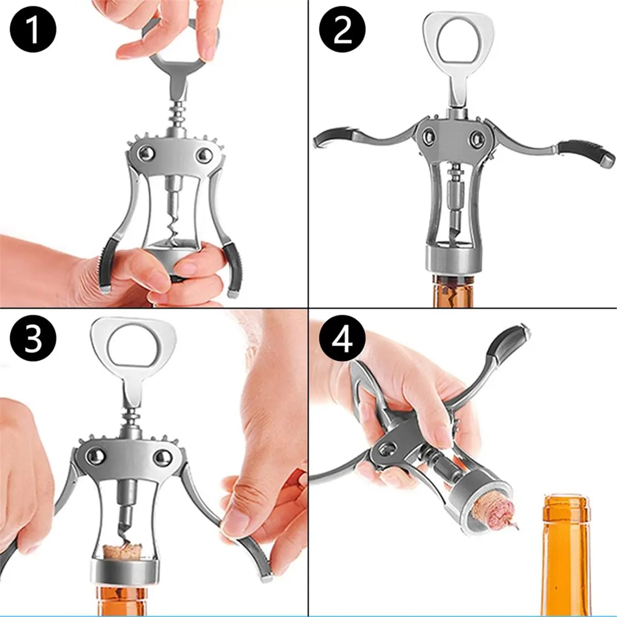 2026 New Tool Wine Opener Gift Set with Corkscrew, Pourer & Bottle Stopper Includes Corkscrew, Foil Cutter, Pourer and Stopper