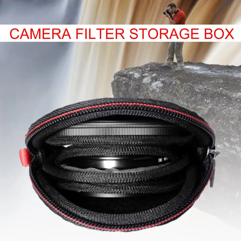 Picture 6: Protective Lens Filter Storage Bag soft Camera lens Filter Pouch Round Filter Storage Box Carrying Case Portable Wallet Case