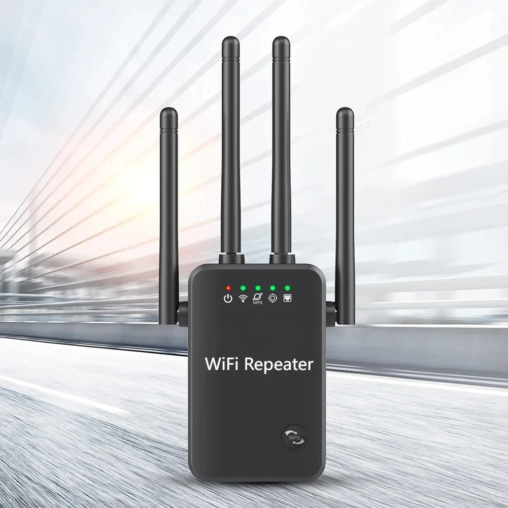 WiFi Extender Booster 2.4 GHz WiFi Extenders Signal Booster 300Mbps Easy Setup 4 Antenna Long Range for Home with Ethernet Port