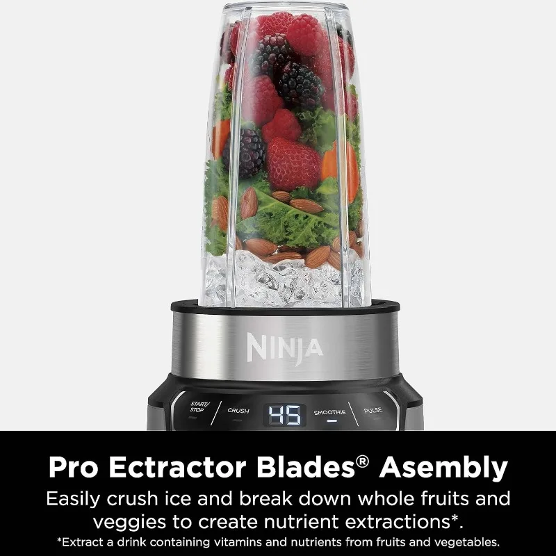 Ninja BN401 Nutri Pro Compact Personal Blender, Auto-iQ Technology, 1100-Peak-Watts, for Frozen Drinks, Smoothies, Sauces & More