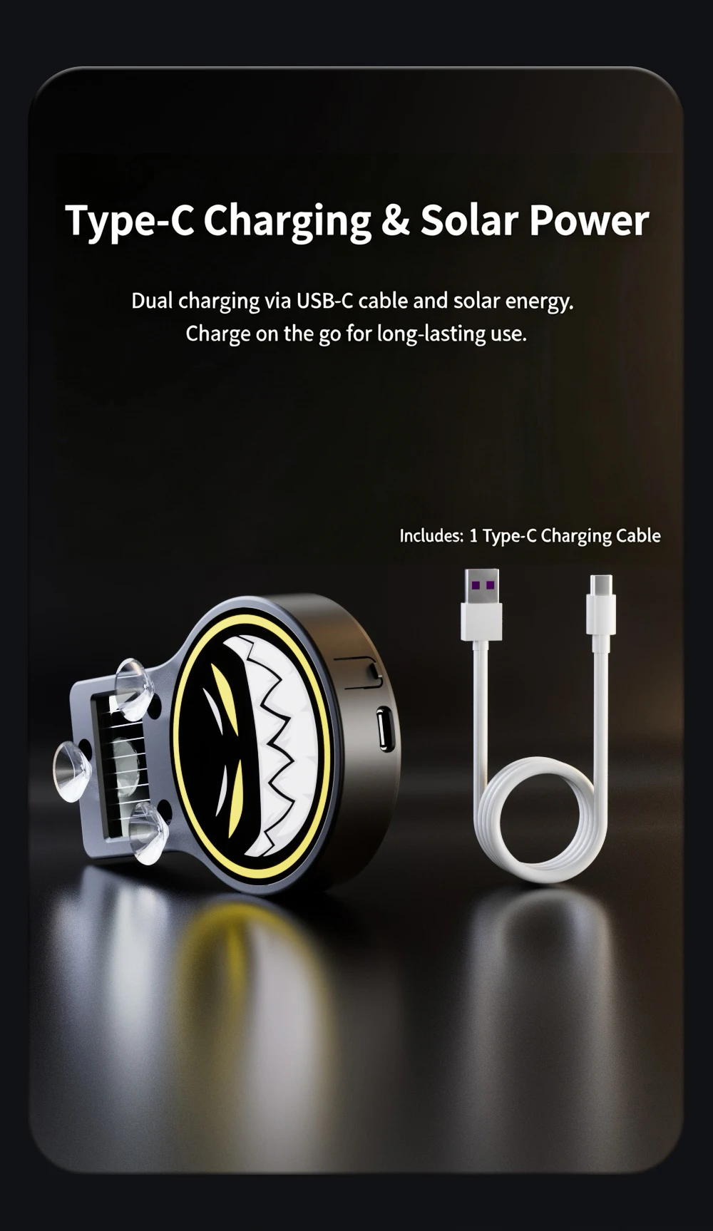 Teufelsauge LED-Licht Auto 3D Dynamisches Solarlicht Atmosphärenlicht Dekoratives Licht Fensterglaslicht Kabellos – Detail 8