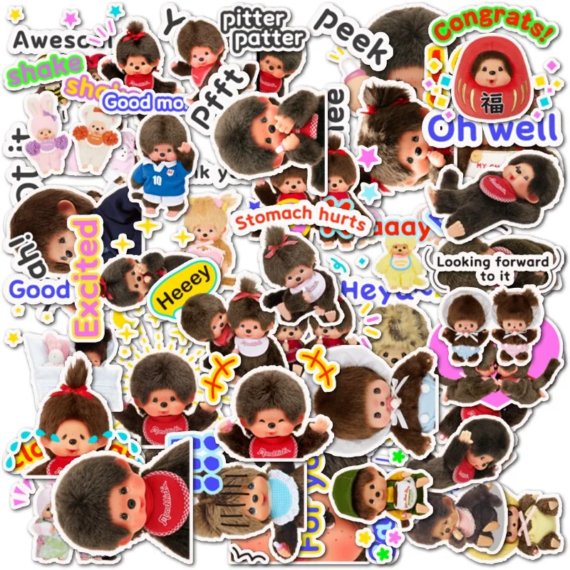 Monchhichi Cartoon stickers cute waterproof stickers for DIY phone cases, books, stationery boxes decoration