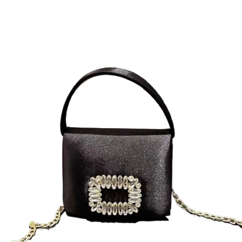 

New French Evening Small Square Bag, Chain Single-shoulder Crossbody Bag, Rhinestone Ladies' Handbag, Temperament Niche Ins Bag