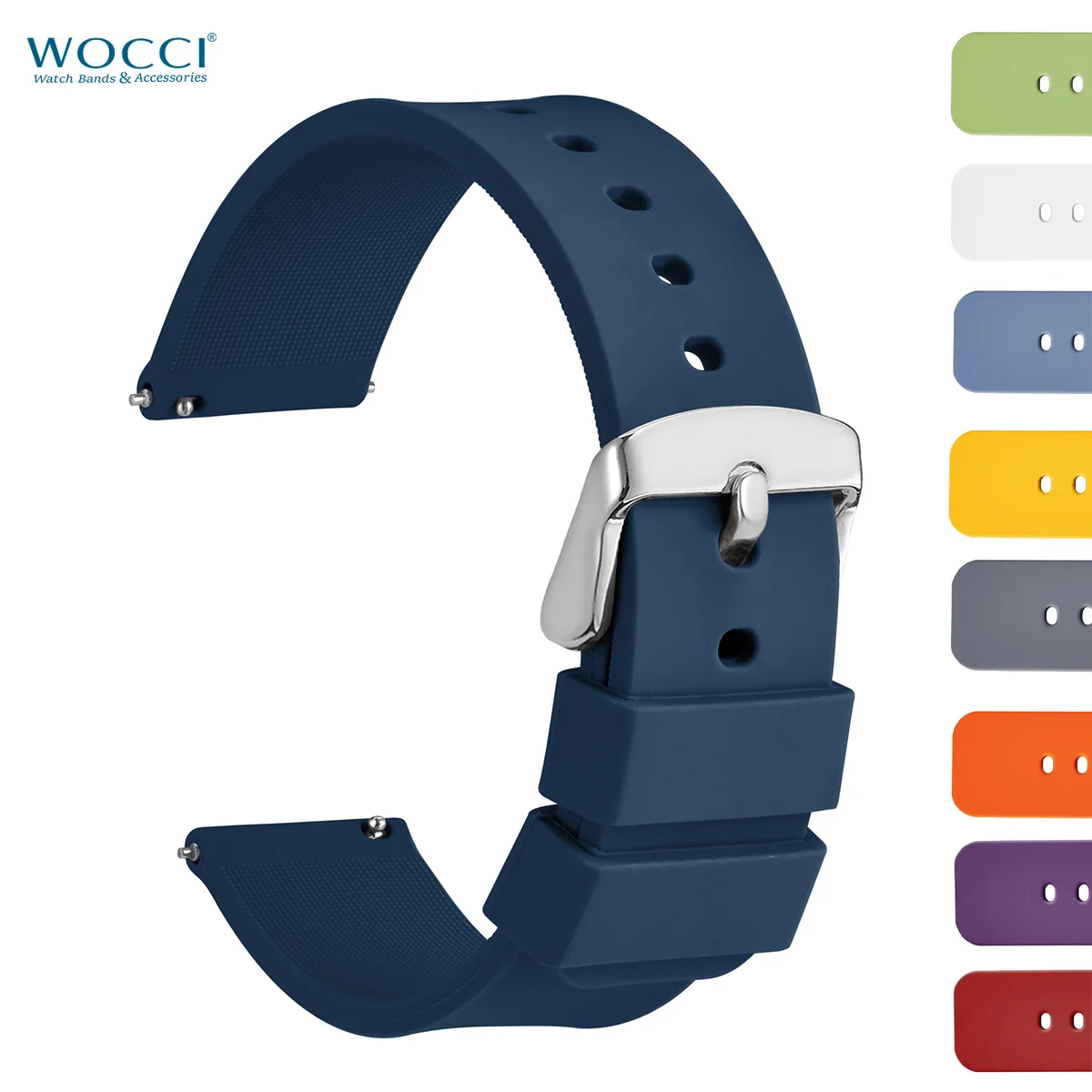 WOCCI Silicone Watch Straps 14mm 16mm 18mm 20mm 22mm 24mm Waterproof Sport Watch Band Release Casual Wristband For Men And Women