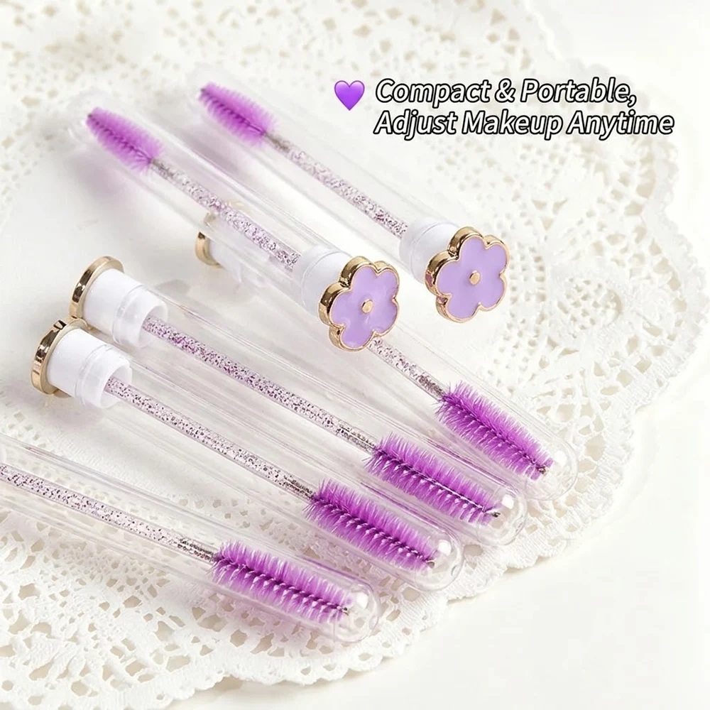 10 Stück/Packung Wimpernbürsten für Frauen in Tuben, Clover Cat Eye Wimpernverlängerungs-Spoolie-Bürsten mit austauschbaren Köpfen für Augenbrauen & Make-up – Detail 5