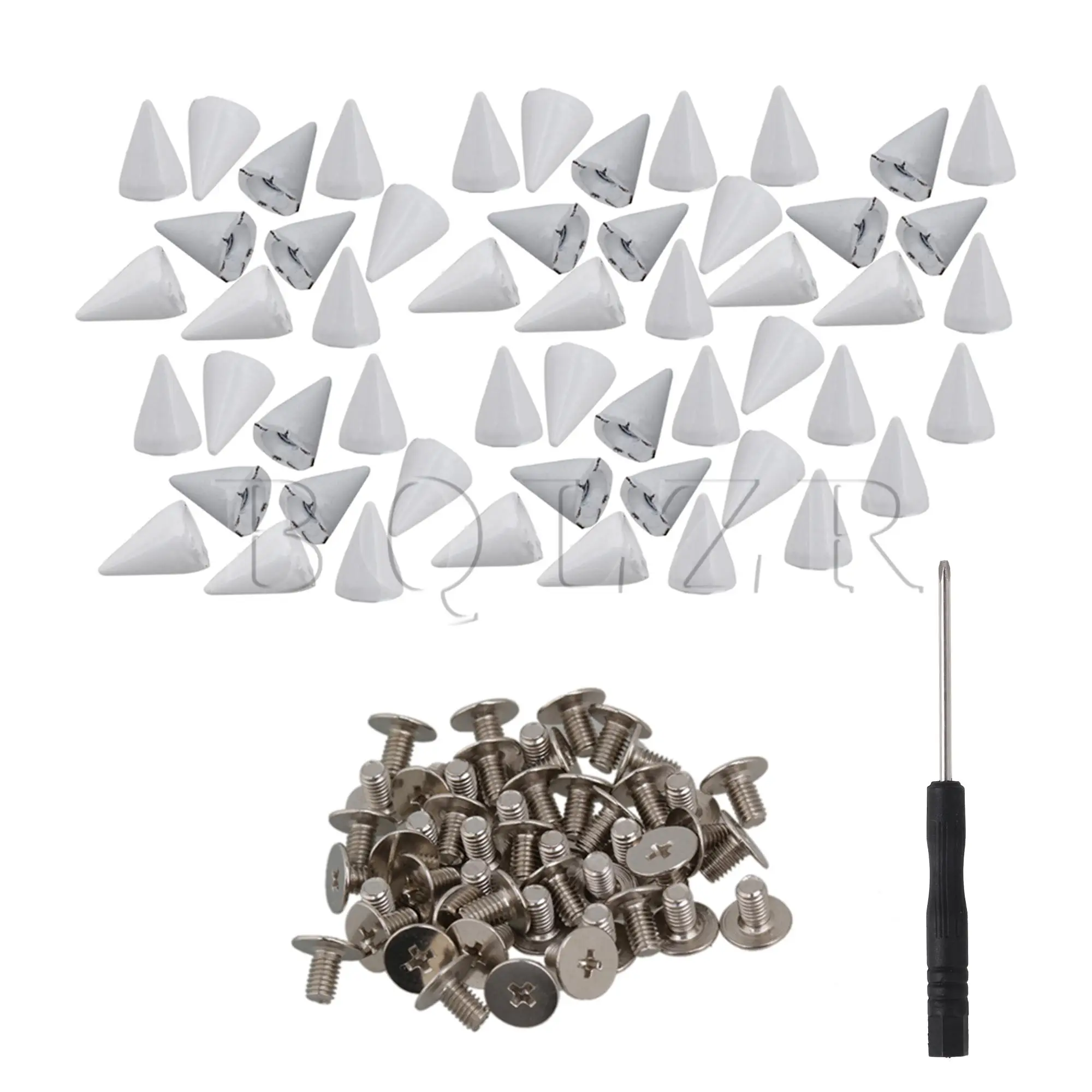 BQLZR 50 Pieces White Screw Metal Studs Leather Craft Accessories 7x10mm