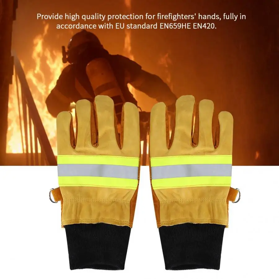 Guantes ignífugos de cuero de vaca, protección de trabajo radiante, resistente al calor, protección de manos de rescate