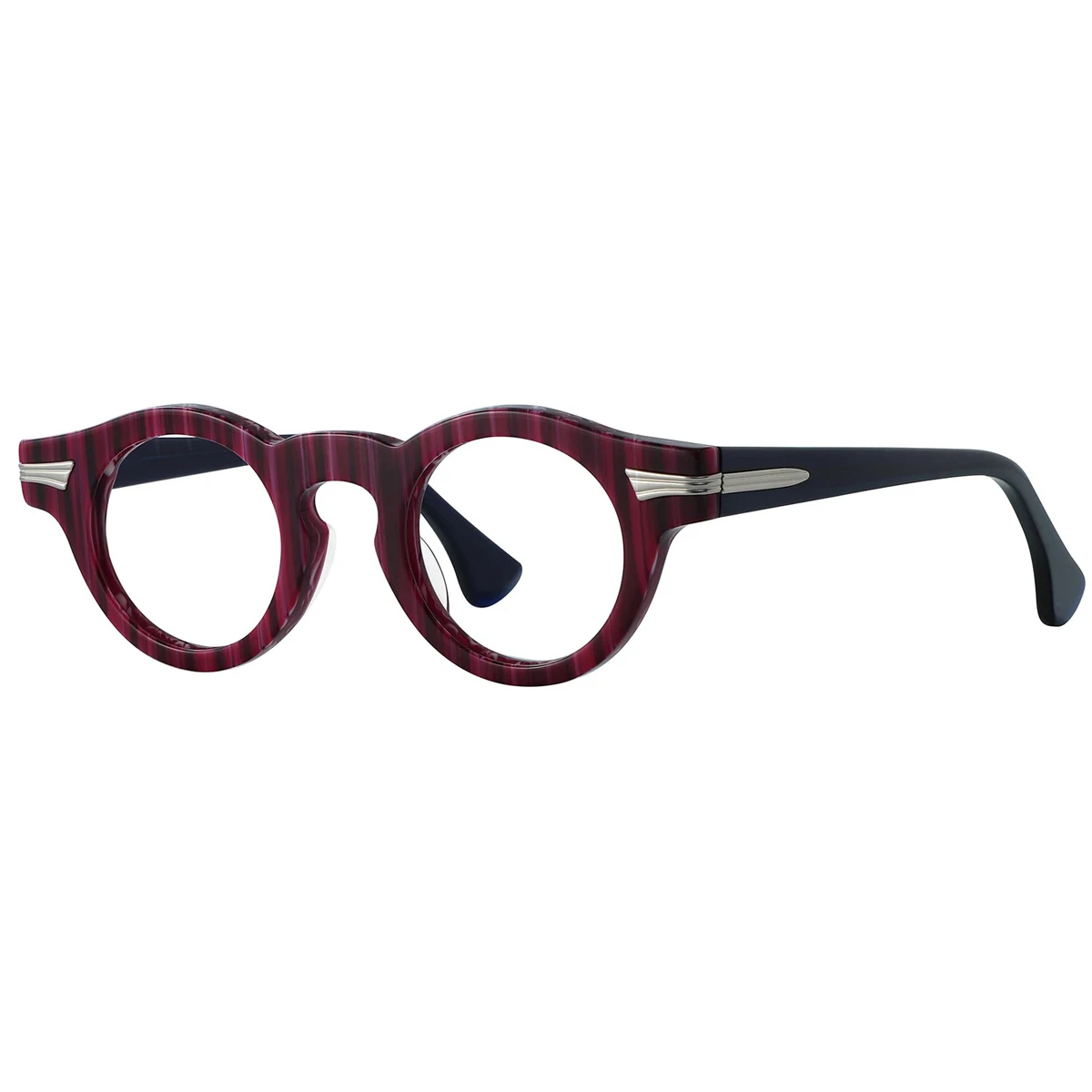 FYTOO Retro Fashion Burgundy Striped Round Statement Glasses, Daily Wear, Great Holiday/Birthday Surprise, Valentine's Gift.