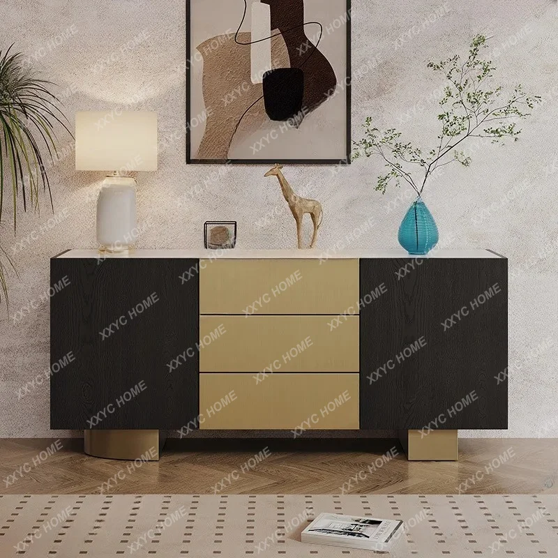X rock slab dining side cabinet, living room against the wall for storage, modern household rock slab mystery cabinet