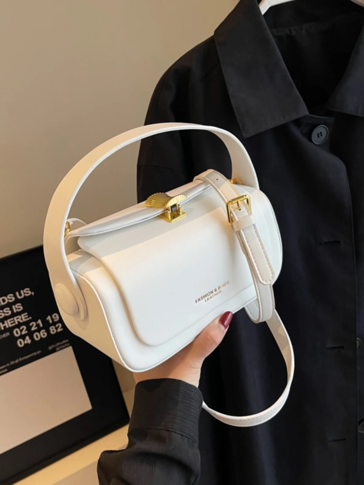 Women\'s High Quality Handheld Small Square Bag New Light Luxury Unique Design Commuting Versatile One Shoulder Crossbody PU Bag