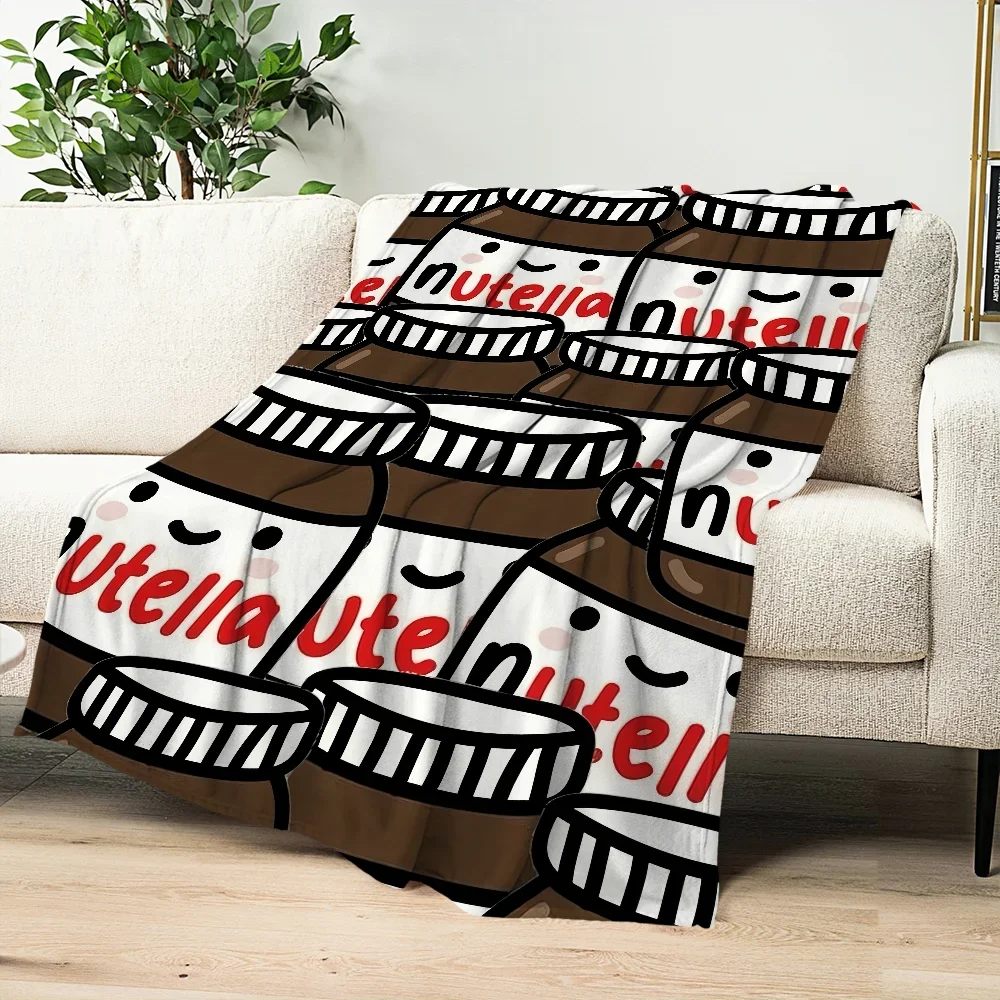 Warme Plüschdecke aus weichem Flanell für Sofa, Wohnzimmer, Büro, Schlafzimmer, Reisegeschenk, Schokolade, Nutella-Design