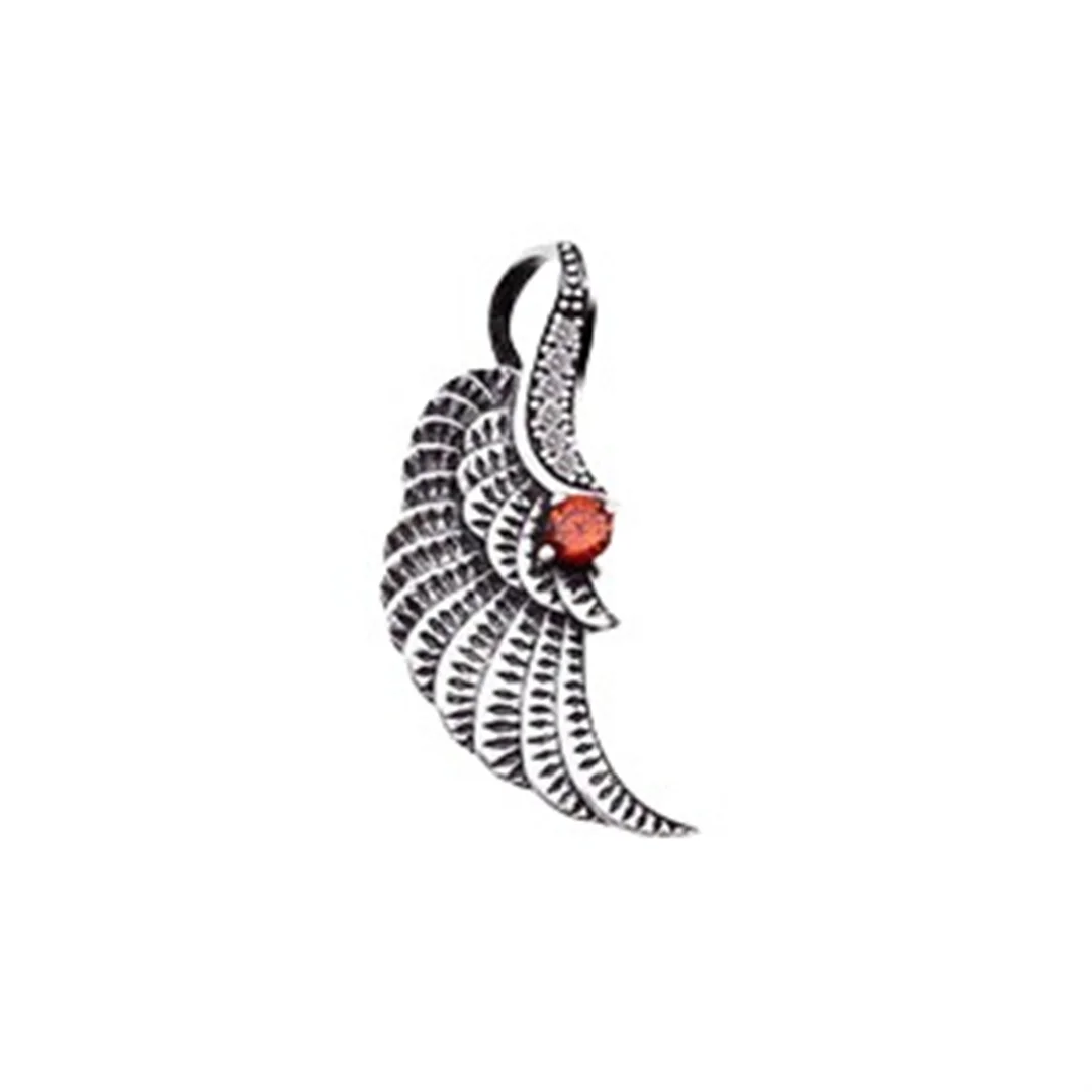 BOCAI S925 Sterling Silver Charms Pendants for Men Antique Wings of Angel Inlaid Zircon Amulet Charm Fine Choice Jewelry