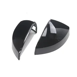 Black Carbon Fiber Pattern Mirror Cover Pair for Audi A3 S3 8V RS3 2013-2019 Side Assist Caps Overlay Accessories