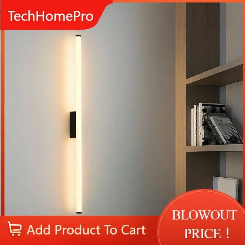 TechHPModern Bedroom Bedside Led Wall Lamp Minimalism Long Strip Lamps Foyer Backgroud Decoration