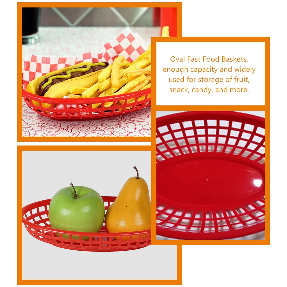 

6 Pcs Fast Food Basket Boat Shaped Snack Serving Baskets Oval Tray Lightweight Portable Service Abs Exquisite Workmanship