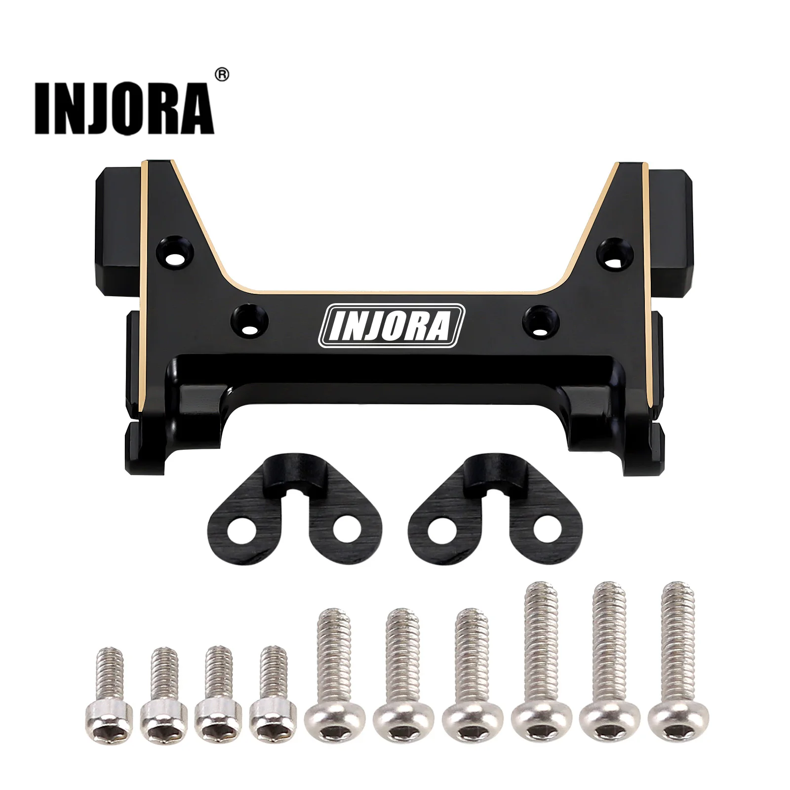 INJORA 7g Black Coating Brass Front Bumper Mount for 1/18 RC Crawler TRX4M Defender Bronco Upgrade (4M-79)