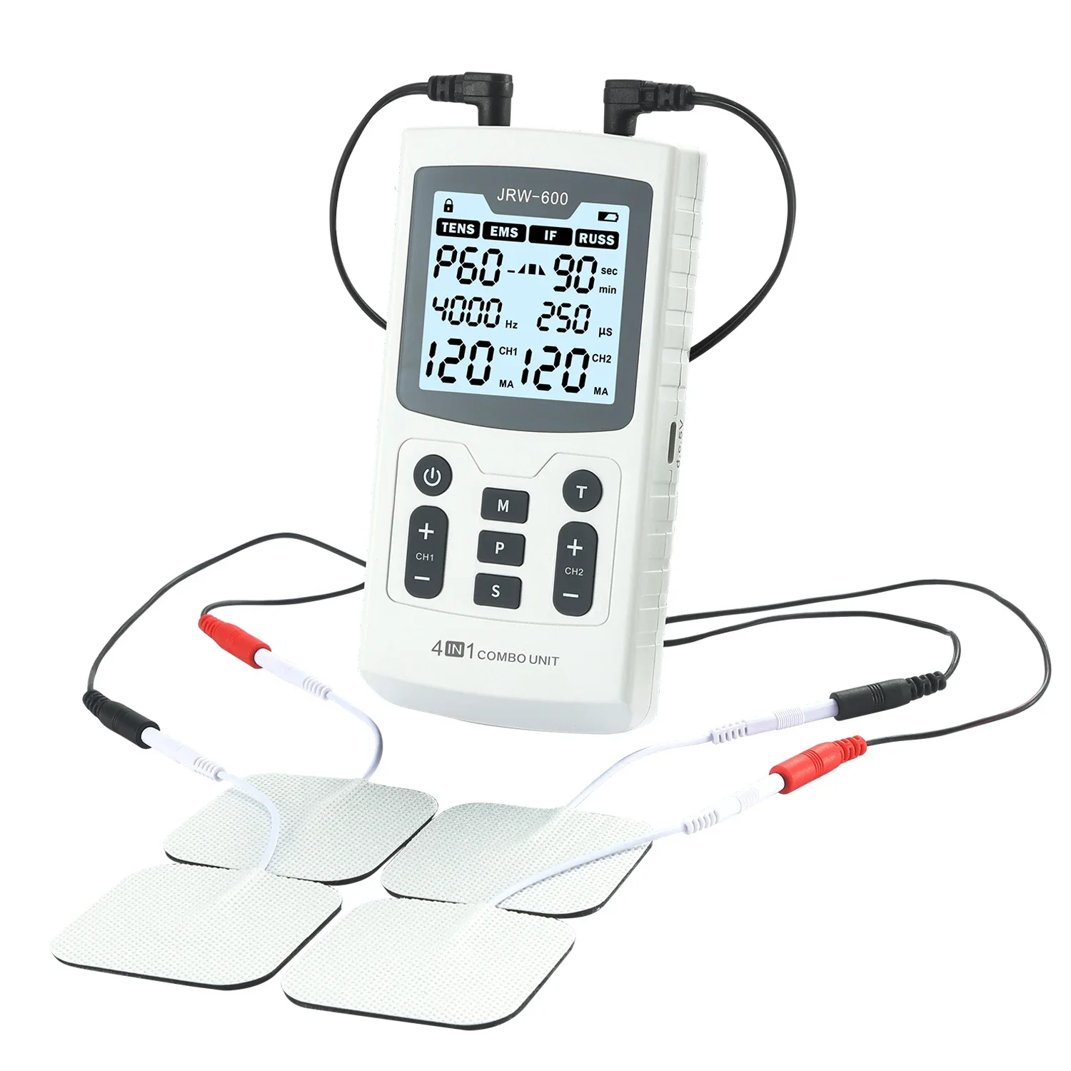

60 Massage Modes 4 In 1 Electric Muscle Stimulator Combo Physiotherapy Therapy 4000Hz EMS IFC RUSS TENS Pulse Electrostimulator