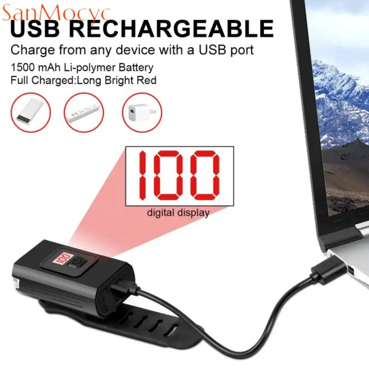 1200루멘 T6 자전거 조명 전면 및 후면 USB 충전식 램프 MTB 헤드라이트 자전거 라이트 전면 사이클링 손전등 Lanterna