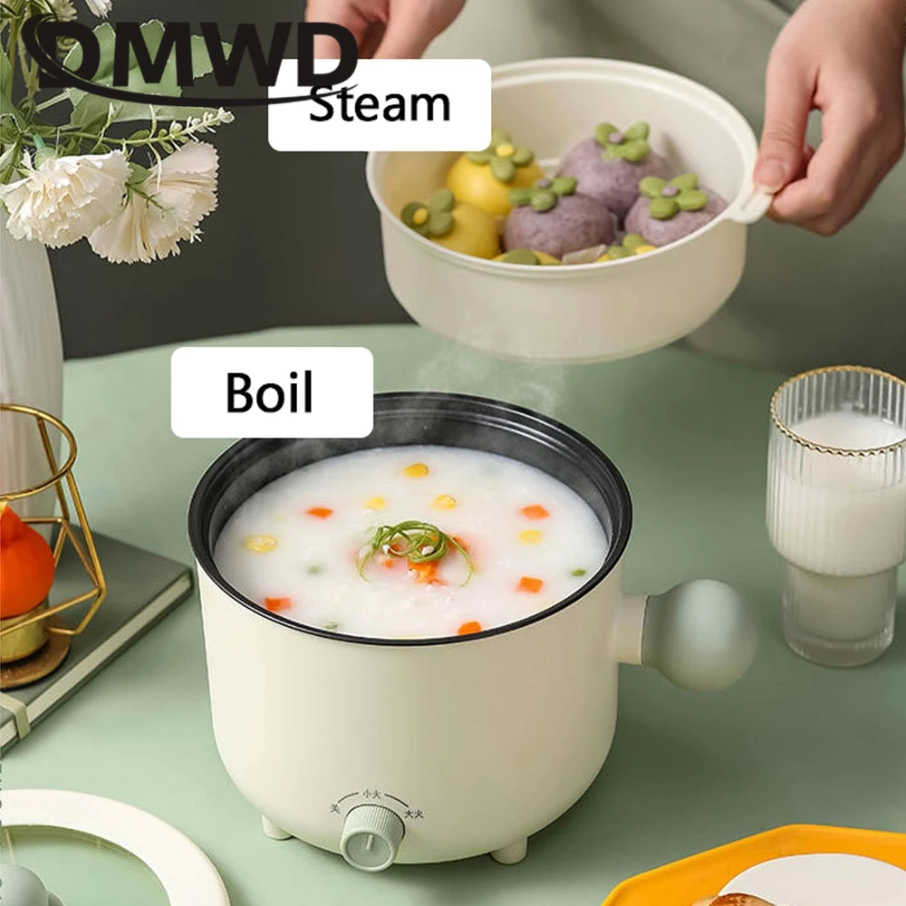 DMWD fornello elettrico per uso domestico Mini padella cottura a vapore per alimenti pentola calda zuppa di Porridge pentola per cottura macchina per la colazione rivestimento per smalto in ceramica